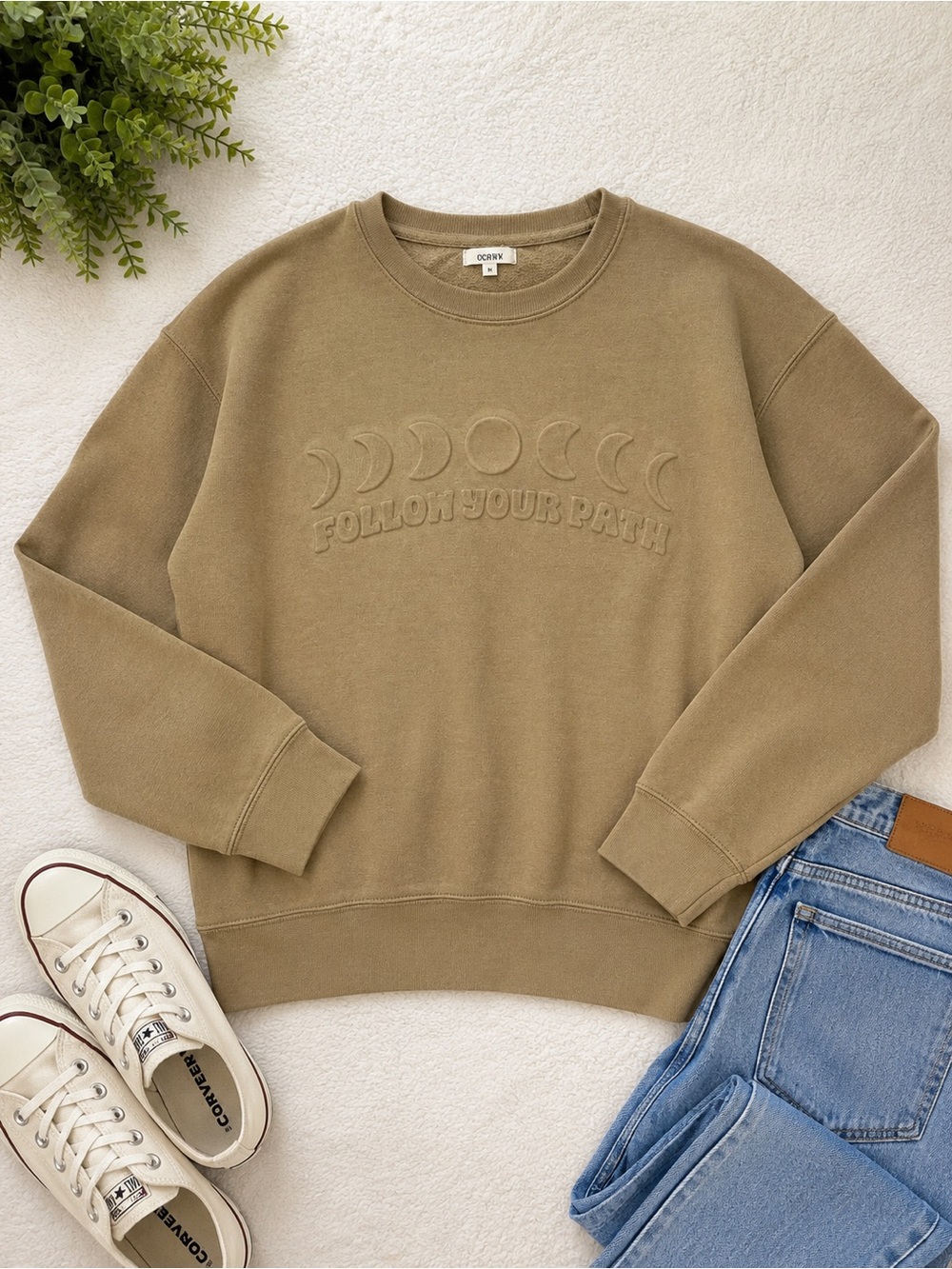 Persaya Neutral Crewneck Sweatshirt in Light Taupe